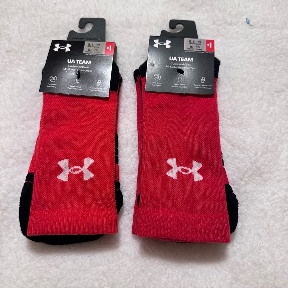 Under Armour Red and Black Athletic Socks